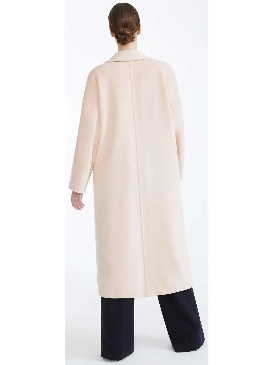 Women’s Double-Breasted Wool and Cashmere-Blend Icon Coat, Light Pink